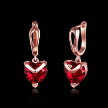 Load image into Gallery viewer, Heart-shaped zircon earrings Rose gold hypoallergenic earrings