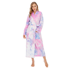 Load image into Gallery viewer, Ladies Tie-dye Flannel Bathrobe Pajamas