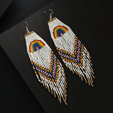 Load image into Gallery viewer, Tassel Earrings Rainbow Rice Beads Long Tassel Earrings