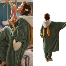 Load image into Gallery viewer, Autumn And Winter Long Velvet Pajamas Set Thick Warm Female Bathrobe Coral Velvet Winter Home Service
