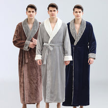 Load image into Gallery viewer, Men's Winter Plus Size Long Bathrobe Coral Fleece Full Length Pajamas