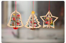 Load image into Gallery viewer, Christmas tree small pendant wooden five-pointed star bell pendant gift Christmas decoration wooden
