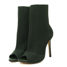 Load image into Gallery viewer, Open-toe knit stiletto heels