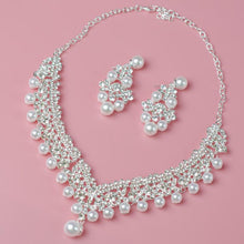 Load image into Gallery viewer, Pearl Necklace Bridal Necklace and Earring Set