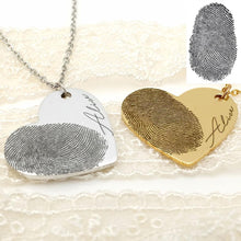 Load image into Gallery viewer, Personalized Fingerprint Necklace Custom Heart Necklace Name Necklace Memorial Gift Christmas Gift Valentines Day Gift