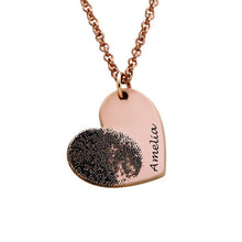 Load image into Gallery viewer, Personalized Fingerprint Necklace Custom Heart Necklace Name Necklace Memorial Gift Christmas Gift Valentines Day Gift