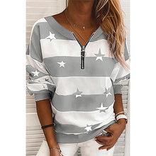 Load image into Gallery viewer, Striped Printed Long-Sleeved Zipper Loose Casual Sweater