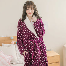 Load image into Gallery viewer, Thickened Polka Dot Robe Coral Fleece Nightgown Men's Bathrobe Pajamas