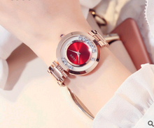 Load image into Gallery viewer, Wheeled rhinestone watch quartz dial watch fashion temperament female watch ladies belt