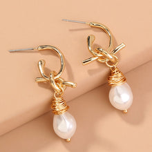 Load image into Gallery viewer, Knotted Hand-wrapped Pearl Earrings Jewelry Earrings C-shaped Simple And Versatile Elegant Earrings