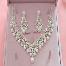 Load image into Gallery viewer, Pearl Necklace Bridal Necklace and Earring Set