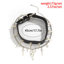 Load image into Gallery viewer, Punk Style Flame Tag Rivet Necklace Chain Necklace