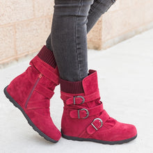 Load image into Gallery viewer, Flat large size short boots women thick cotton boots