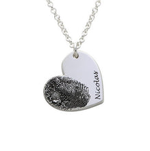 Load image into Gallery viewer, Personalized Fingerprint Necklace Custom Heart Necklace Name Necklace Memorial Gift Christmas Gift Valentines Day Gift