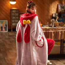 Load image into Gallery viewer, Autumn And Winter Long Velvet Pajamas Set Thick Warm Female Bathrobe Coral Velvet Winter Home Service