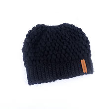 Load image into Gallery viewer, Europe and the United States new knit hat winter ladies horsetail hat autumn and winter earmuffs wool hat fashion labeling empty top hat