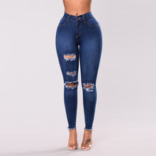 Load image into Gallery viewer, Stretch Hole Slim-Fit Feet Pants Dark Temperament Denim