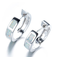 Load image into Gallery viewer, Earrings S925 Sterling Silver Rectangular White Opel Earrings