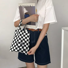 Load image into Gallery viewer, Black And White Small Handbag Ins New Canvas Handbag Women