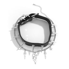 Load image into Gallery viewer, Punk Style Flame Tag Rivet Necklace Chain Necklace