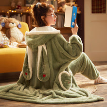 Load image into Gallery viewer, Autumn And Winter Long Velvet Pajamas Set Thick Warm Female Bathrobe Coral Velvet Winter Home Service