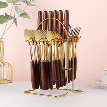 Load image into Gallery viewer, Stainless Steel Cutlery Gift Set Bamboo Wood