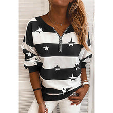 Load image into Gallery viewer, Striped Printed Long-Sleeved Zipper Loose Casual Sweater