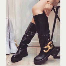 Load image into Gallery viewer, Long Tube Women's Boots High Tube Zipper Flat Bottomed Boots Knight Boots Simple Large Black Shoes