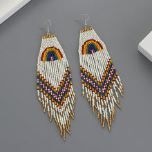 Load image into Gallery viewer, Tassel Earrings Rainbow Rice Beads Long Tassel Earrings