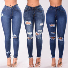 Load image into Gallery viewer, Stretch Hole Slim-Fit Feet Pants Dark Temperament Denim