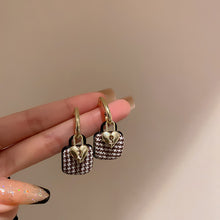 Load image into Gallery viewer, Small Lock Earrings Vintage Checkerboard Earrings