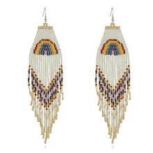 Load image into Gallery viewer, Tassel Earrings Rainbow Rice Beads Long Tassel Earrings