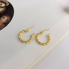 Load image into Gallery viewer, Sterling Silver Earrings Simple Twist Woven Earrings Female Gold-plated Silver Earrings With