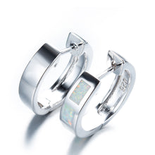 Load image into Gallery viewer, Earrings S925 Sterling Silver Rectangular White Opel Earrings