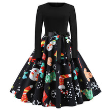 Load image into Gallery viewer, Retro Round Neck Print Long-Sleeved Dress