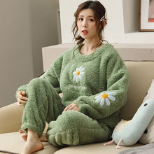 Load image into Gallery viewer, Coral Fleece Women's Pajamas Ladies Thick Flannel Long Sleeves