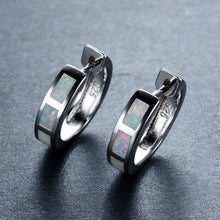 Load image into Gallery viewer, Earrings S925 Sterling Silver Rectangular White Opel Earrings