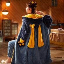 Load image into Gallery viewer, Autumn And Winter Long Velvet Pajamas Set Thick Warm Female Bathrobe Coral Velvet Winter Home Service