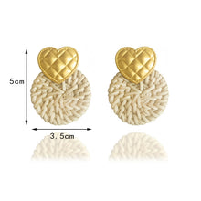 Load image into Gallery viewer, Round Rattan Braided Earrings Jewelry Multicolor Female Earrings