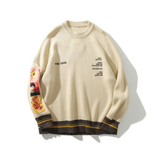 Load image into Gallery viewer, GONTHWID Van Gogh Sleeve Patchwork Pullover Knit Sweater 2019 Mens Hip Hop Embroidery Crewneck Knitwear Sweaters Streetwear Tops