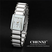 Load image into Gallery viewer, Fashion Longbo Brand Diamonds Elegant Men Ladies Dress Wristwatches Analog Quartz Ceramic Steel Square Clock Couple Lovers Watch