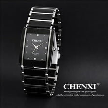 Load image into Gallery viewer, Fashion Longbo Brand Diamonds Elegant Men Ladies Dress Wristwatches Analog Quartz Ceramic Steel Square Clock Couple Lovers Watch