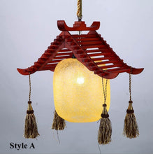 Load image into Gallery viewer, Modern quaint hand-made wood LED pendant lights Elegant rural glass E27 LED three lamps lights for stairs&porch&corridor GZY001