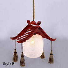 Load image into Gallery viewer, Modern quaint hand-made wood LED pendant lights Elegant rural glass E27 LED three lamps lights for stairs&porch&corridor GZY001