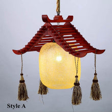 Load image into Gallery viewer, Modern quaint hand-made wood LED pendant lights Elegant rural glass E27 LED three lamps lights for stairs&porch&corridor GZY001