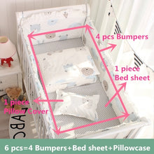 Load image into Gallery viewer, 6pcs/set Blue Universe Design Crib Bedding Set Cotton Toddler Baby Bed Linens Include Baby Cot Bumpers Bed Sheet Pillowcase