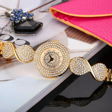 Load image into Gallery viewer, MISSFOX New Arrival Full Diamond Decorated Round Watch Cute Women Wrist Watch Ladies Gold Quartz Wristwatch For Christmas Gift