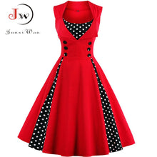 Load image into Gallery viewer, S-4XL Women Robe Retro Vintage Dress 50s 60s Rockabilly Dot Swing Pin Up Summer Party Dresses Elegant Tunic Vestidos Casual