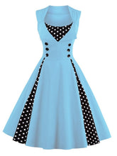 Load image into Gallery viewer, S-4XL Women Robe Retro Vintage Dress 50s 60s Rockabilly Dot Swing Pin Up Summer Party Dresses Elegant Tunic Vestidos Casual