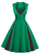 Load image into Gallery viewer, S-4XL Women Robe Retro Vintage Dress 50s 60s Rockabilly Dot Swing Pin Up Summer Party Dresses Elegant Tunic Vestidos Casual